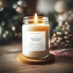 Holly Jolly Christmas Jar Soy Candle by Lux Candles & Melts, radiating a festive holiday aroma.